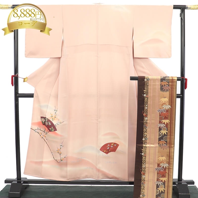 【中古】 付下げ 付け下げ 附下 コーディネート レディース 正絹 ピンク 地紙文 身丈159cm 裄丈65cm 仕立て上がり着物 リユース着物 リサイクル着物 10時までのご注文で即日発送