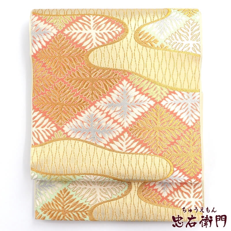 【中古】 袋帯 ふくろ帯 リサイクル レディース 正絹 金 上品 長さ439cm 幅31cm 仕立て上がり帯 リサイクル帯 送料無料 即日発送