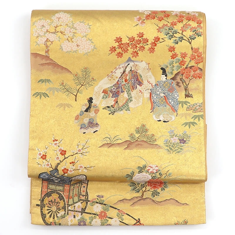 型押し風 全通 袋帯 金彩 ふくれ織 アンティーク調 正絹 Q645 型押し風 全通 袋帯 金彩 ふくれ織 アンティーク調 正絹 Q645 型押し風