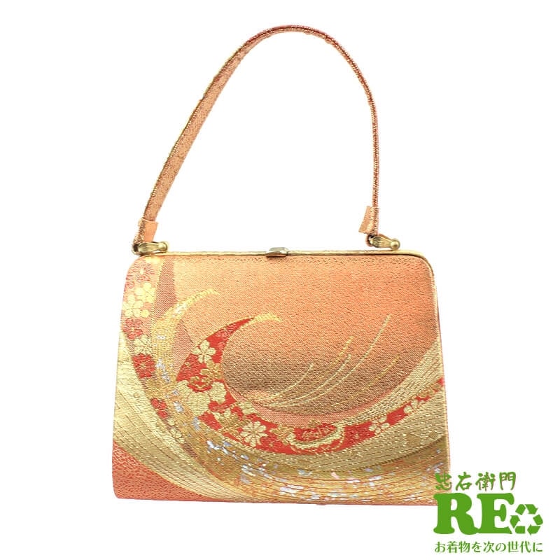 【中古】 バッグ 和装バッグ バック リサイクル 朱金 波文 高さ15cm 幅20.5cm リユース リサイクル品 中古品