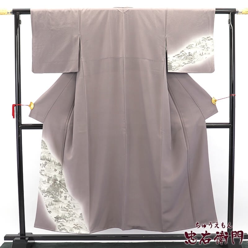 【中古】 付下げ 付け下げ 附下 レディース 正絹 グレー 身丈155cm 裄丈62.5cm 仕立て上がり着物 リユース着物 リサイクル着物 10時までのご注文で即日発送