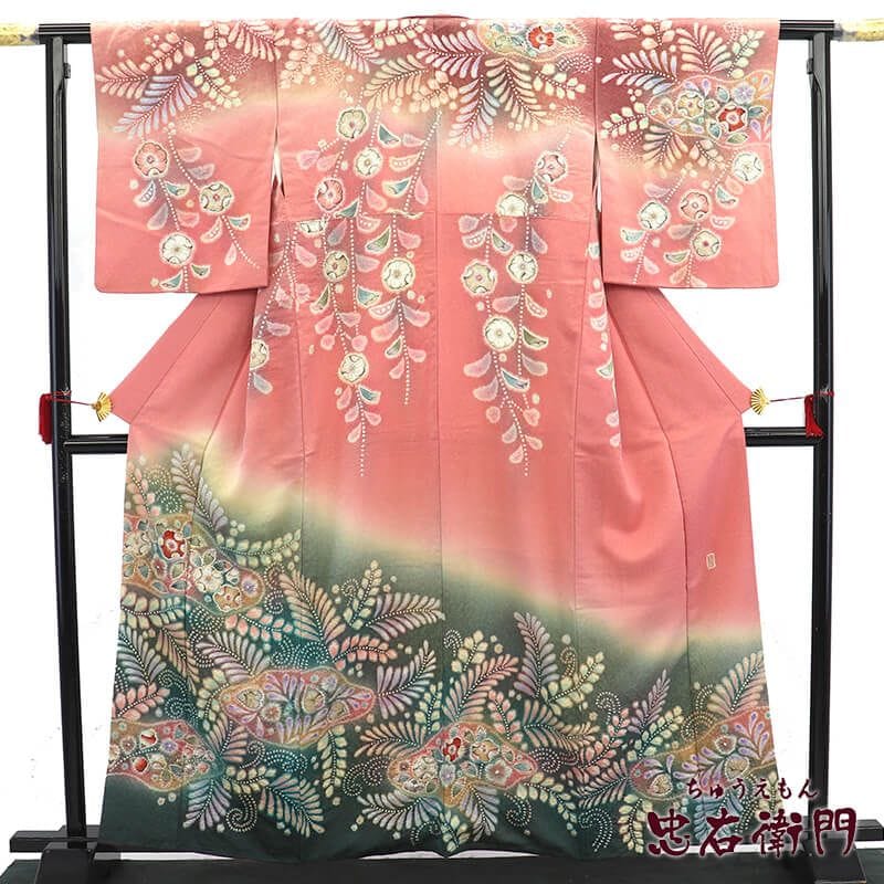 327 訪問着フルセット 正絹 桃 ピンク 辻が花 辻ヶ花 翠山工房 絞り 中古】 訪問着 長襦袢付き 2点セット 袷 レディース 正絹 ピンク