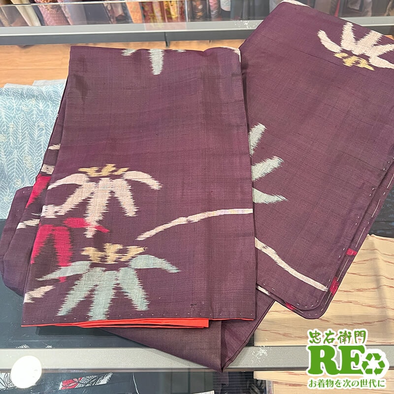 インスタ紹介】【中古】 紬着物 つむぎ リメイク向き 正絹 袷 黒紫