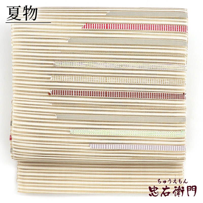 【中古】 絽綴れ 名古屋帯 夏帯 夏用 正絹 お太鼓柄 八寸帯 白ベージュ 織柄 長さ370cm 幅30.5cm リサイクル 和装 礼装 フォーマル 着物 仕立て上がりリサイクル帯 送料無料 即日発送