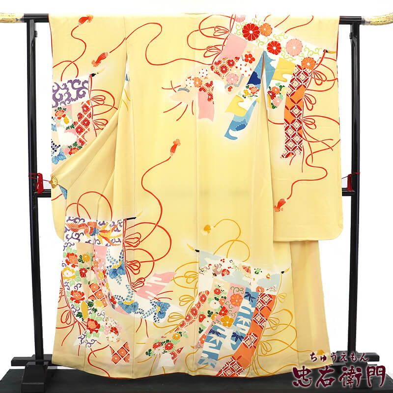 中古】 振袖 リサイクル 販売 単品 レディース 正絹 クリーム 几帳文