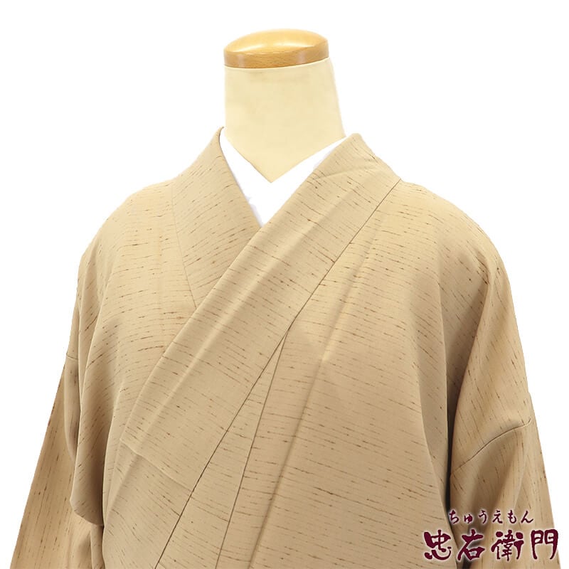 ★専用★美品 生紬　単衣 ベージュ色 ゆったりサイズトールサイズ 身丈165cm 中古】 紬 ぜんまい紬風 袷 レディース 正絹 ベージュ 無地 柄八