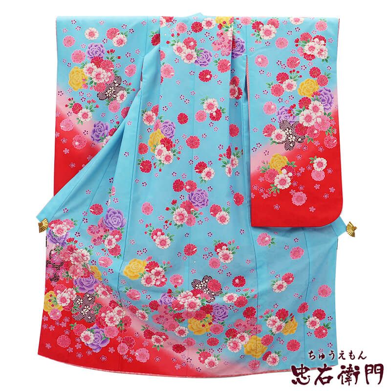 No.335アンティーク子供着物長襦袢付き綺麗です着丈132センチ裄丈56.5 中古】 七五三 お祝い着 女児 7歳 リサイクル着物 長襦袢セット