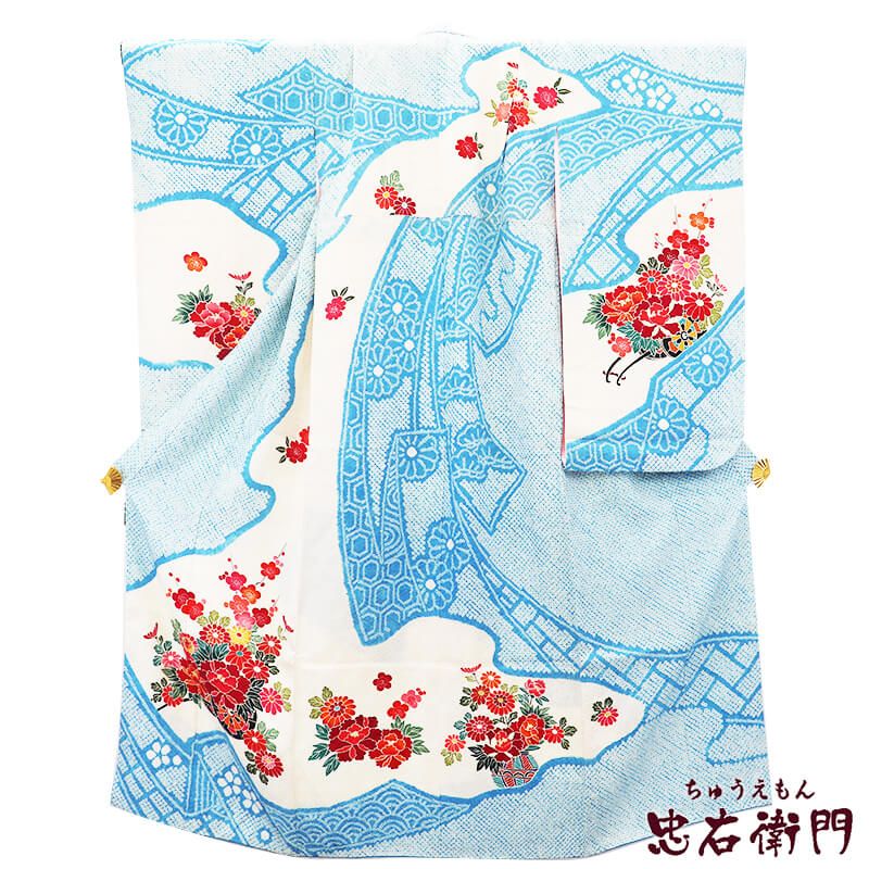 411ag38, 長襦袢◎七五三 七歳 女児 着物&丸帯 セミアンティーク 桐◎ 411ag38, 長襦袢◎七五三 七歳 女児 着物&丸帯 セミアンティーク