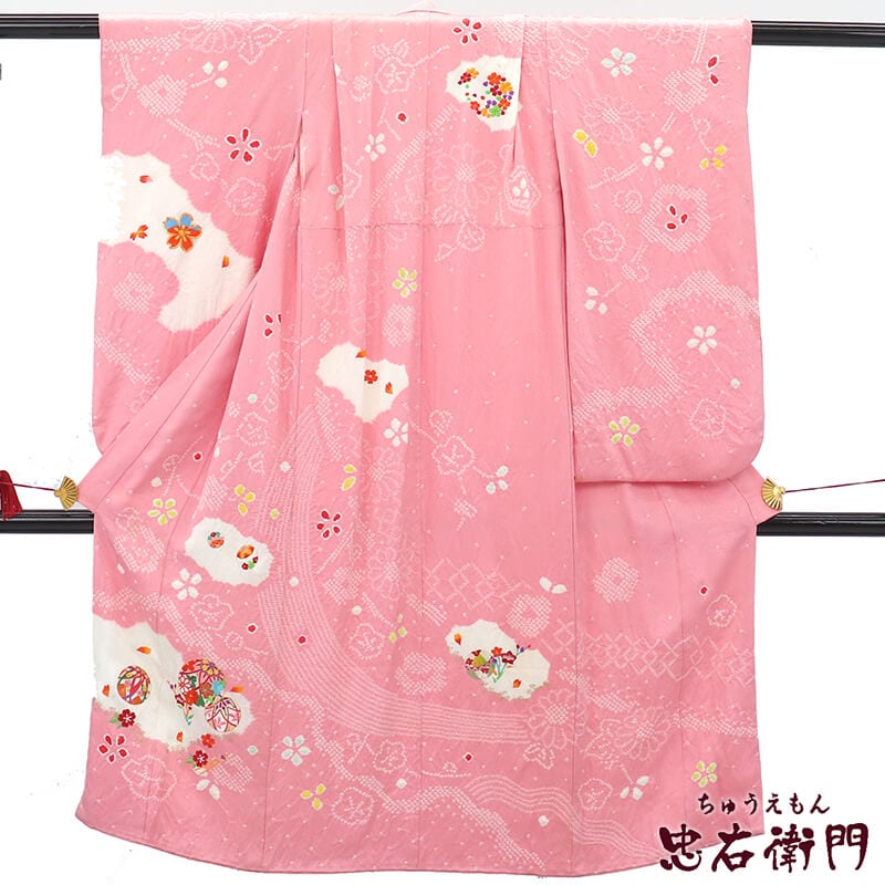 中古】 七五三 お祝い着 女児 7歳 リサイクル着物 長襦袢セット