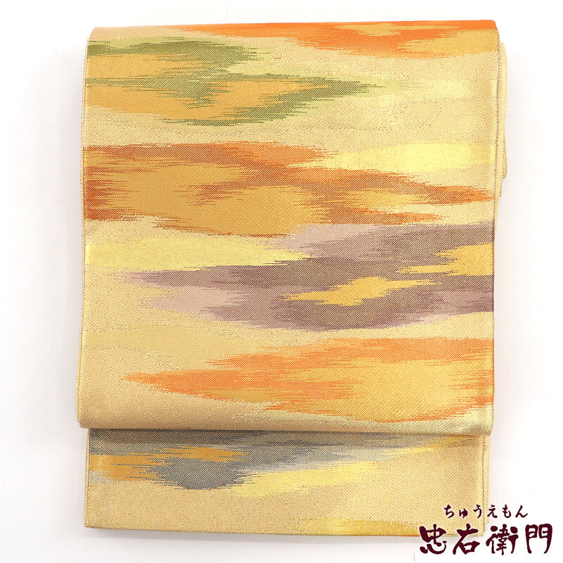 【中古】 袋帯 フォーマル 正絹 六通柄 金 佐賀錦 霞柄 長さ424cm 幅30.5cm リサイクル 和装 礼装 フォーマル 着物 仕立て上がりリサイクル帯 即日発送