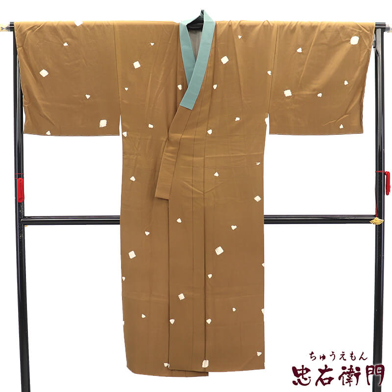 【中古】 長襦袢 男長襦袢 男性用長襦袢 メンズ 正絹 金茶 部分絞り 身丈141cm 裄丈74cm カジュアル フォーマル リサイクル着物 リユース着物 中古着物 即日発送