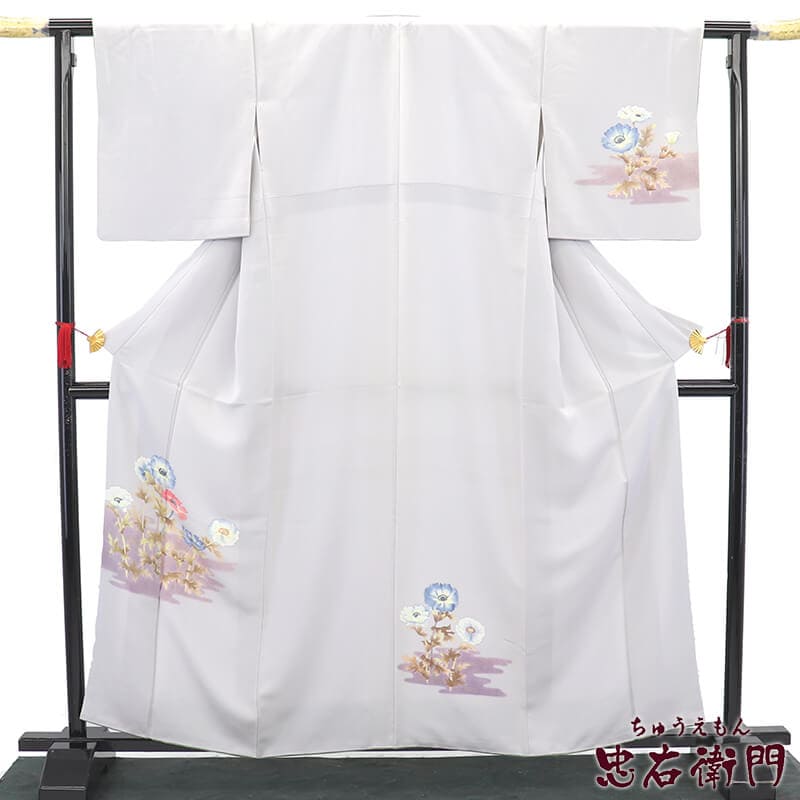 付下 リサイクル着物 身丈161cm 裄66cm レディース 袷 刺繍 裄長 裄M-Lサイズ 秋冬春用 正絹（シルク）レッド 美品