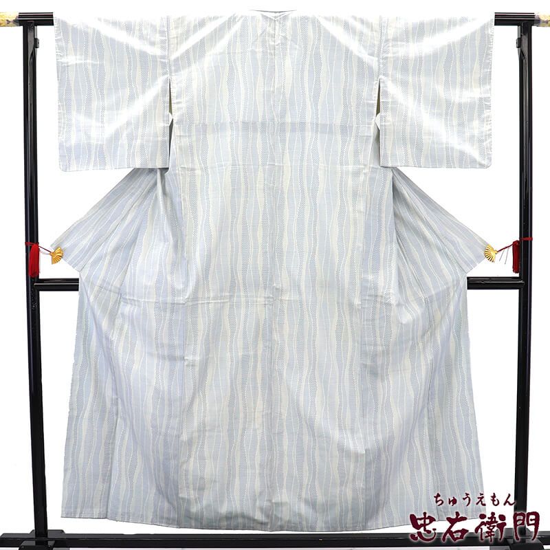 お盆セール！　夏物　生紬　風景模様　裄67cm 正絹　紬 お盆セール！ 夏物 生紬 風景模様 裄67cm 正絹 紬