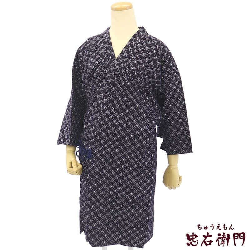 【中古】 コート 上着 レディース 綿 紺 七宝 身丈92cm 裄丈64cm 防寒 塵除け S~Mサイズ相当 リサイクル着物 リユース着物 中古着物 即日発送