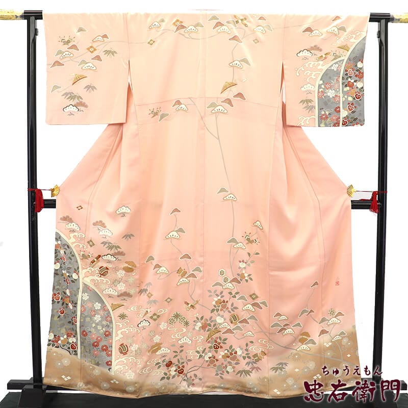 オリエンタルな紬付け下げ トールサイズ裄丈67 トールサイズ訪問着・付下げ | トールサイズのためのリサイクル着物