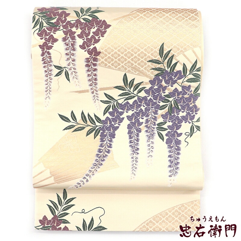 特600omchhaha 袋帯 ６通柄 扇面 緑茶色グラデーション 中古ＡＡ【ことこと屋】