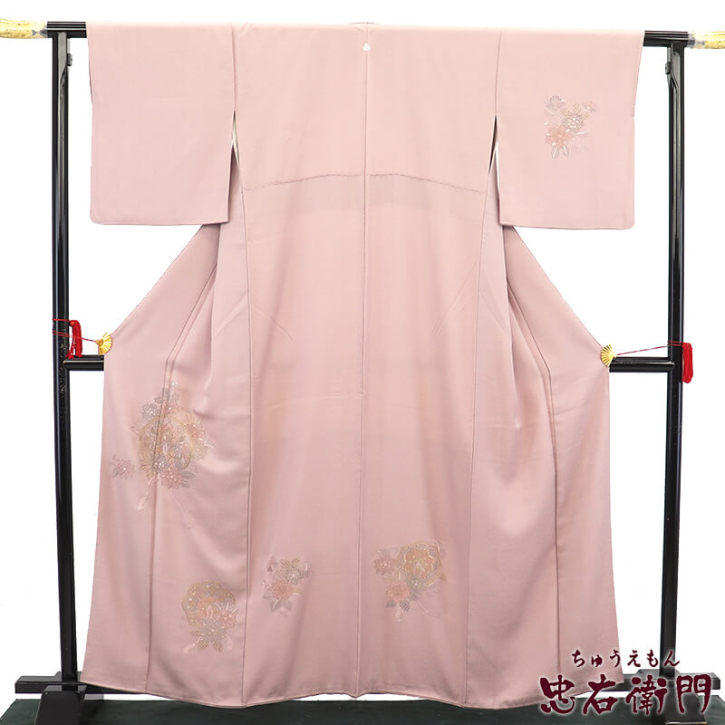 【中古】 無地付下げ フォーマル 袷 レディース 正絹 灰紫 刺繍 鏡裏文 花柄 身丈164cm 裄丈66cm 結婚式 パーティ 入学式 卒業式 七五三 M〜Lサイズ相当 リサイクル着物 リユース着物 中古着物 送料無料 即日発送