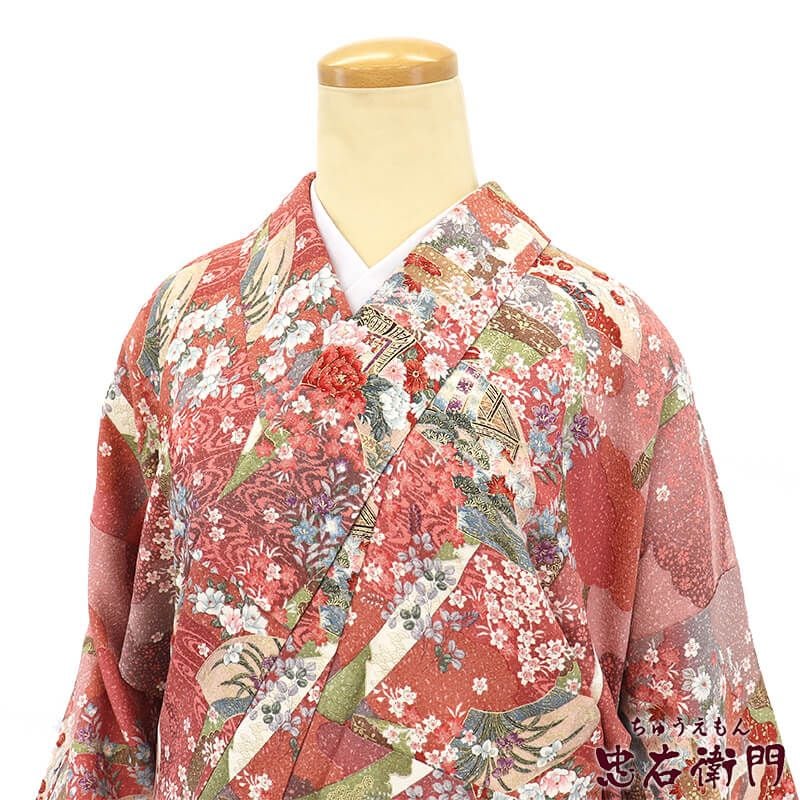 【中古】 小紋 小紋着物 袷 レディース 正絹 ピンク 地紙文 金彩 身丈161.5cm 裄丈68cm カジュアル 街歩き お稽古 M〜Lサイズ相当 リサイクル着物 リユース着物 中古着物 即日発送