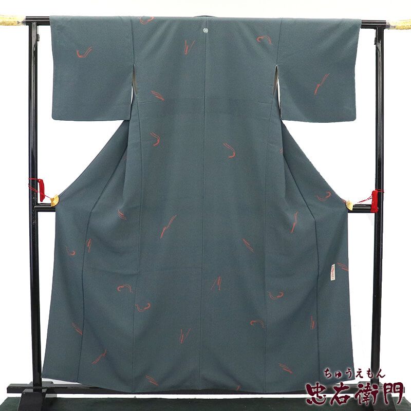 【中古】 ジュサブロー 小紋 小紋着物 袷 レディース 正絹 グレー 一つ紋 うさぎ 作家物 小粋 身丈162.5cm 裄丈65cm セミフォーマル 街歩き M〜Lサイズ相当 リサイクル着物 リユース着物 中古着物 送料無料 即日発送