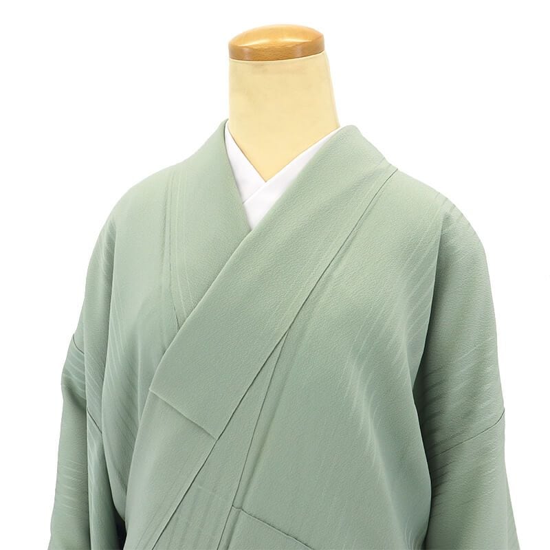 【中古】 色無地 無地着物 袷 レディース 正絹 薄緑 紋なし 無地 身丈163.5cm 裄丈68cm お稽古 気軽なお茶会 M〜Lサイズ相当 ゆったりサイズ リサイクル着物 リユース着物 中古着物 即日発送