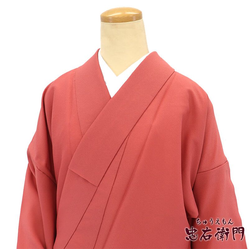 【中古】 色無地 無地着物 袷 レディース 化繊 赤桃 しつけ糸付 無地 身丈165.5cm 裄丈68cm お稽古 Lサイズ相当 リサイクル着物 リユース着物 中古着物 即日発送