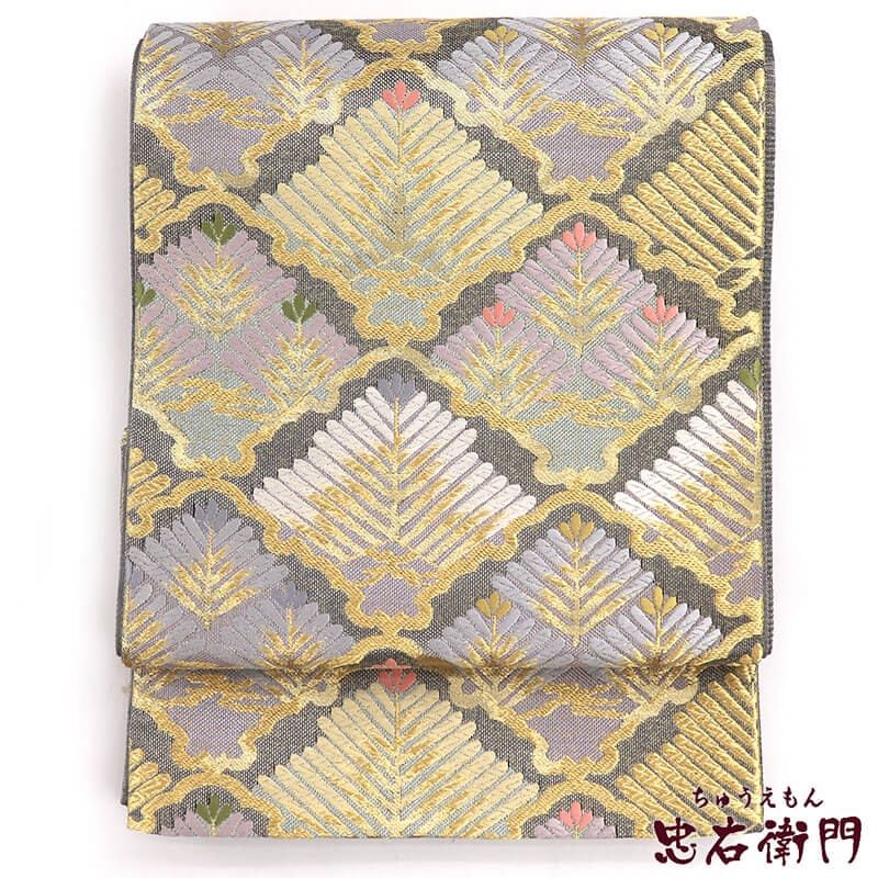 【中古】 袋帯 フォーマル 正絹 六通柄 銀 金 松 豪華 長さ438cm 幅31cm リサイクル 和装 着物 仕立て上がりリサイクル帯 送料無料 即日発送