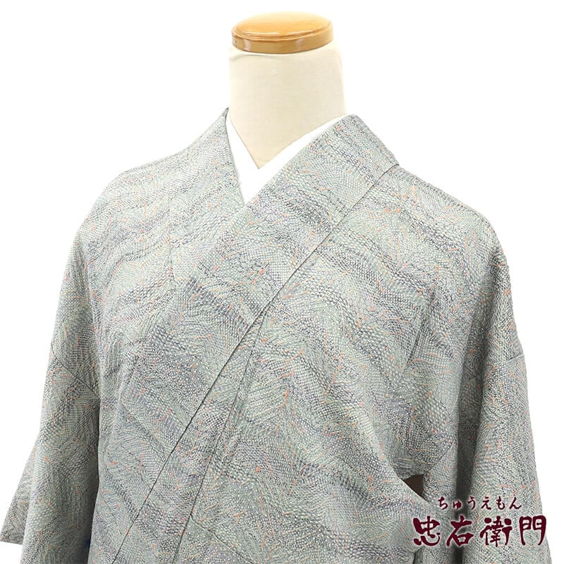 小紋 小紋着物 袷 レディース 正絹 薄黄緑 縫取り絞り ぼかし 身丈160.5cm 裄丈64cm カジュアル Mサイズ相当 リサイクル着物 リユース着物 中古着物 即日発送 【中古】