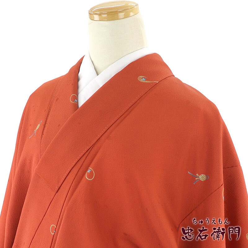小紋 小紋着物 袷 レディース 正絹 薄朱 星 モダン柄 身丈157cm 裄丈64cm カジュアル 街歩き 普段着 お稽古 S〜Mサイズ相当 リサイクル着物 リユース着物 中古着物 即日発送 【中古】