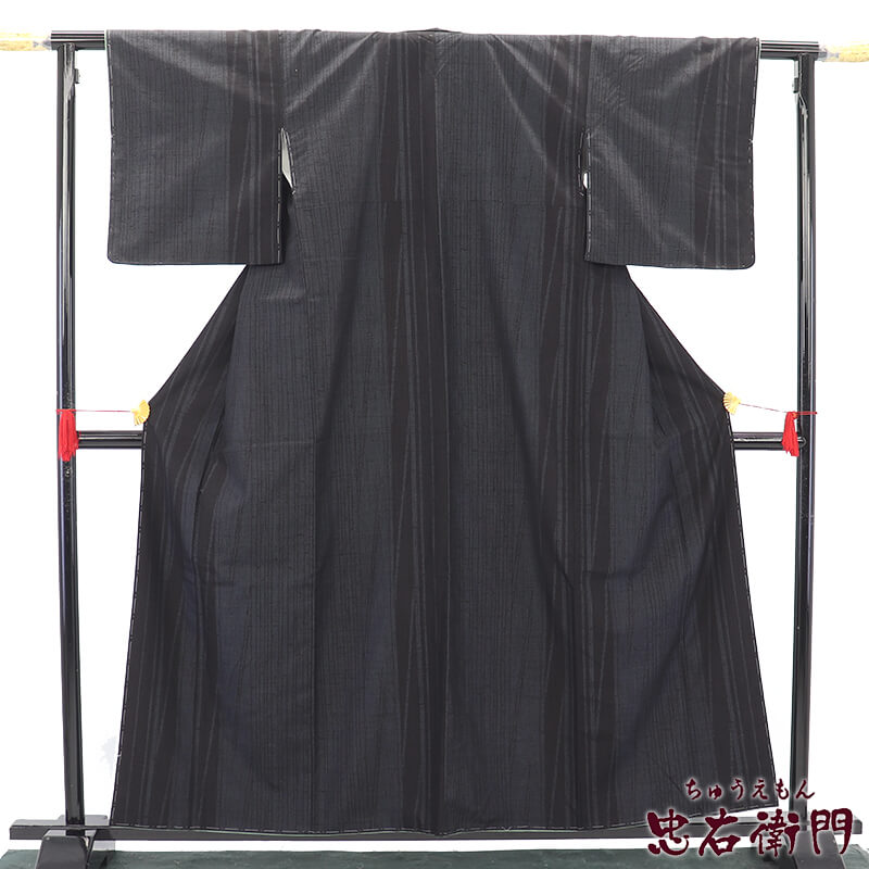 【5%OFF|春キモノ応援セール】紬 結城紬風 紬着物 袷 レディース 正絹 紺 竹 身丈163cm 裄丈64.5cm カジュアル 街歩き Mサイズ相当 リサイクル着物 リユース着物 中古着物 送料無料 即日発送 【中古】