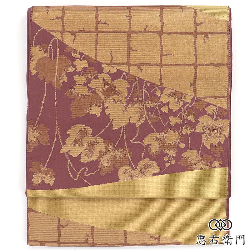 袋帯 ふくろ帯 正絹 六通柄 紫 蔦 長さ422cm 幅30.5cm リサイクル 和装 観劇 ディナー イベント 着物 仕立て上がりリサイクル帯 即日発送 【中古】