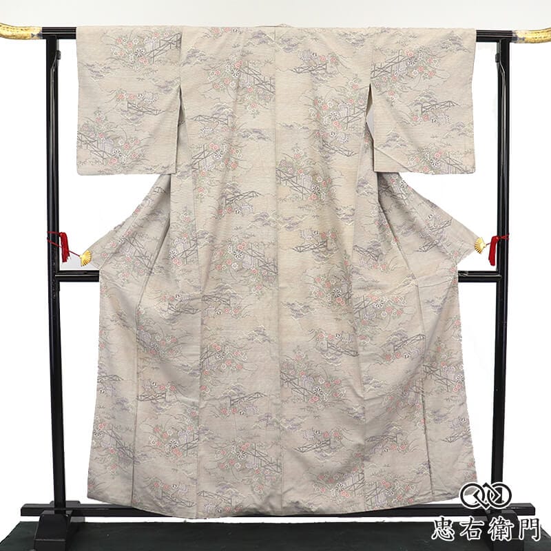リサイクル着物 紬 縞文 正絹 身丈約163cm 裄丈約65cm 25z07-4092 着物,紬 - 忠右衛門 リサイクル着物専門店