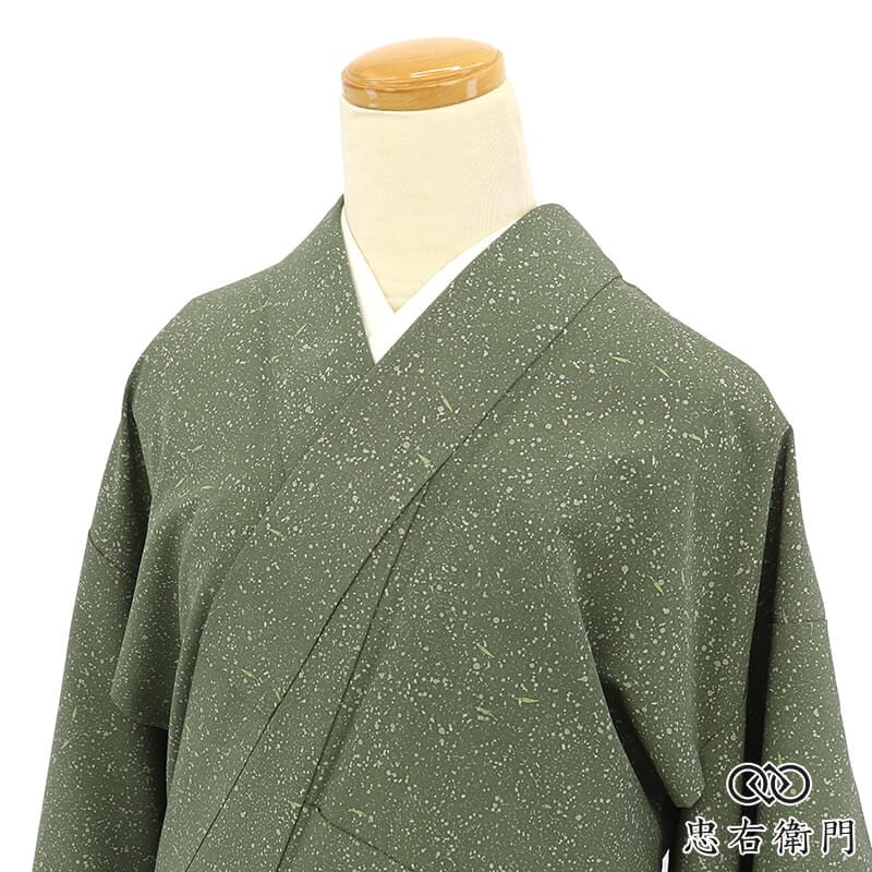 小紋 着物 袷 濃グレー 蔦 上質 手染め 正絹 裄65 Ｍ 中古 sn1211 着物,小紋 - 忠右衛門 リサイクル着物専門店
