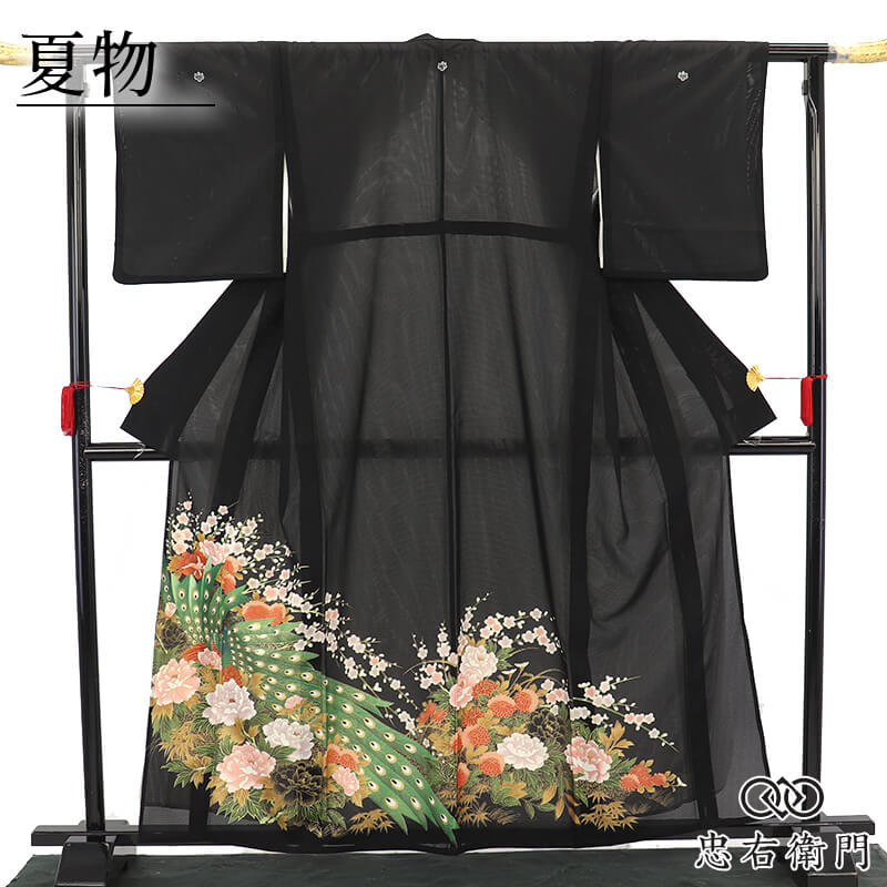 夏物 色留袖 着物 中古 絽 身丈172cm 裄70.5cm L A863-18 夏用(絽)黒留袖 | 京都 KIMONO STYLE