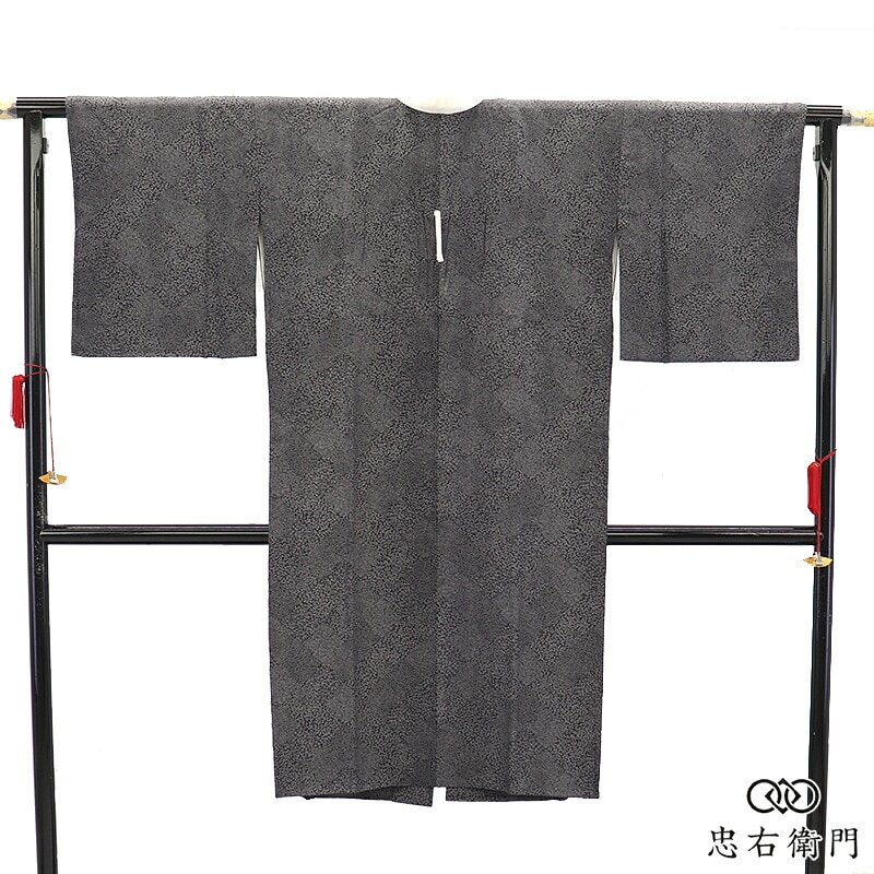 長襦袢 レディース 正絹 黒 江戸小紋柄 粋 身丈127.5cm 裄丈68.5cm カジュアル Mサイズ相当 裄丈長め 女性物 和装 リサイクル着物 リユース着物 中古着物 即日発送 【中古】
