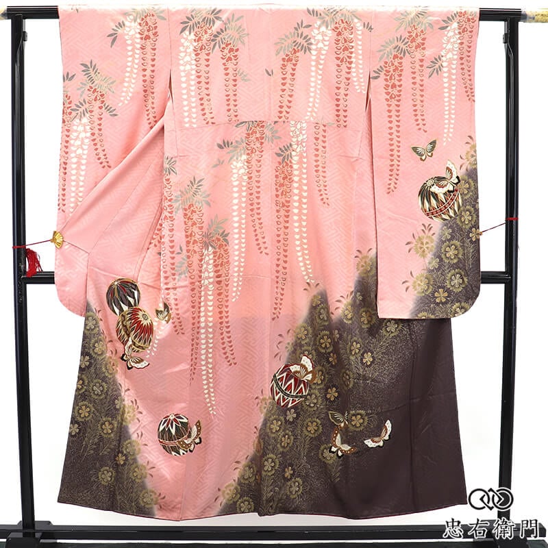 おうち試着｜対象品】振袖 成人式 前撮り 単品 正絹 ピンク 鞠 蝶々
