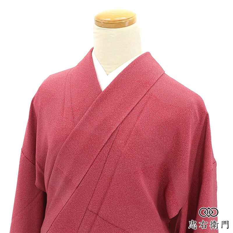 江戸小紋 着物 レディース 袷 正絹 エンジ 細かい柄 身丈157cm 裄丈67cm お稽古 街歩き ランチ お出かけ M~Lサイズ相当 リサイクル着物 リユース着物 中古着物 即日発送 【中古】