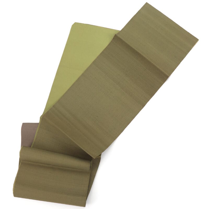 【20倍ポイント|歳末大還元祭】【中古】 おしゃれ袋帯 袋帯 ふくろ帯 リサイクル レディース 正絹 カーキ 遠山 風景柄 長さ440cm 幅31.5cm 仕立て上がり帯 リサイクル帯 送料無料 即日発送