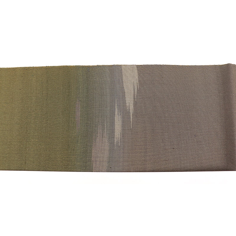 【20倍ポイント|歳末大還元祭】【中古】 おしゃれ袋帯 袋帯 ふくろ帯 リサイクル レディース 正絹 カーキ 遠山 風景柄 長さ440cm 幅31.5cm 仕立て上がり帯 リサイクル帯 送料無料 即日発送