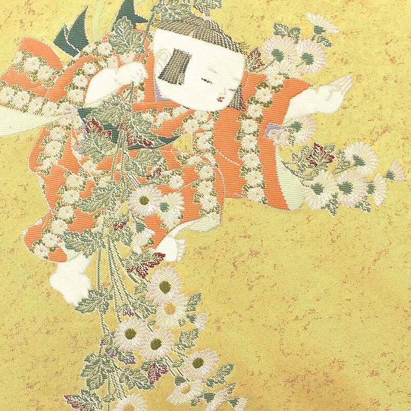 由水十久監修　袋帯　ながしま織物　金色 楽器 袋帯 正絹 リサイクル帯 仕立て上がり 初代由水十久監修 長島成