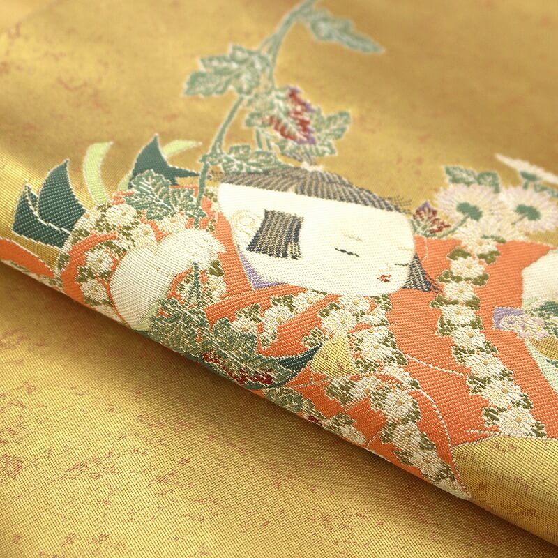 由水十久監修　袋帯　ながしま織物　金色 楽器 20%OFF+全品ポイント10倍／ 袋帯 正絹 リサイクル帯 仕立て