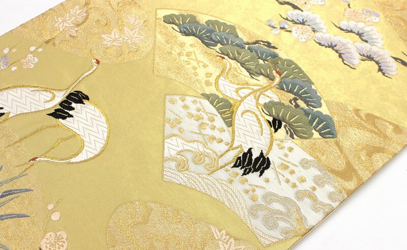 ヱ霞　花菱　松竹梅　鶴模様　袋帯　着物　113a p ヱ霞 花菱 松竹梅 鶴模様 袋帯 着物 113a p