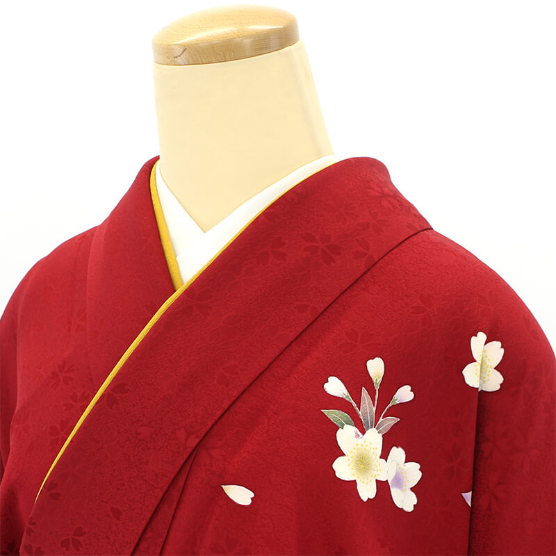 【50%OFF|えびす講セール|期間限定】【中古】 振袖 成人式 単品 リサイクル レディース 正絹 レッド 身丈167cm 裄丈68.5cm 仕立て上がり着物 フォーマル リサイクル着物 送料無料 即日発送