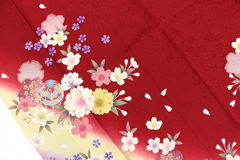 【50%OFF|えびす講セール|期間限定】【中古】 振袖 成人式 単品 リサイクル レディース 正絹 レッド 身丈167cm 裄丈68.5cm 仕立て上がり着物 フォーマル リサイクル着物 送料無料 即日発送