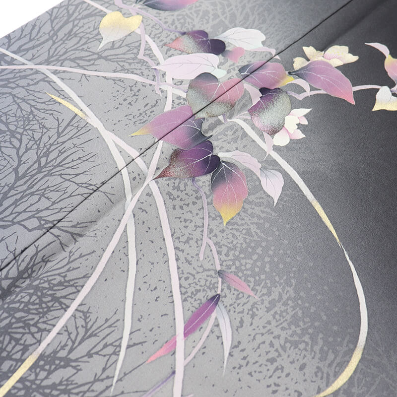 【中古】 付下げ 付け下げ レディース 正絹 黒 花 モダン 身丈160cm 裄丈67.5cm 仕立て上がり着物 パーティ 観劇 リサイクル着物 リサイクル