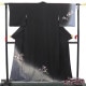 【中古】 付下げ 付け下げ レディース 正絹 黒 花 モダン 身丈160cm 裄丈67.5cm 仕立て上がり着物 パーティ 観劇 リサイクル着物 リサイクル
