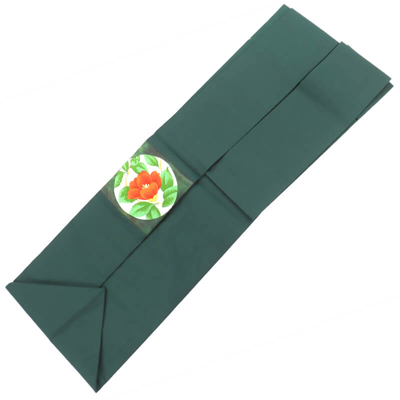 中古】 名古屋帯 なごや帯 リサイクル レディース 正絹 緑 箔地 花 長