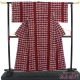 【50%OFF|えびす講セール|期間限定】【中古】 紬 リサイクル レディース 正絹 レッド 文字柄 身丈162cm 裄丈64cm 仕立て上がり着物 カジュアル リサイクル着物 即日発送