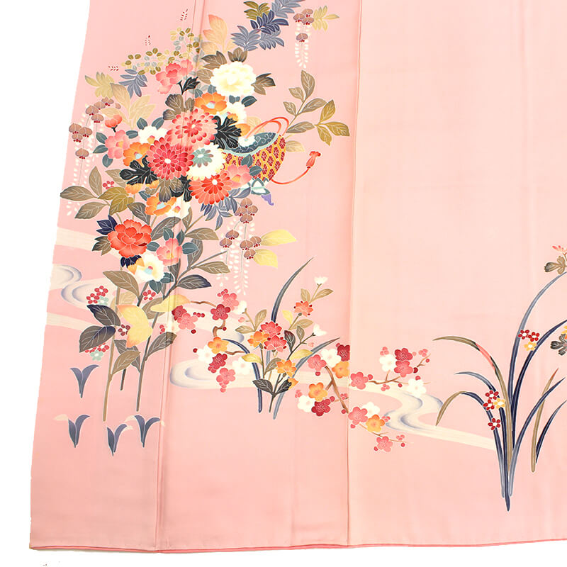 【中古】 付下げ 友禅 レディース 正絹 ピンク 花柄 身丈155.5cm 裄丈64cm 仕立て上がり着物 入学式 卒業式 結婚式 七五三 パーティ リユース着物 リサイクル着物 10時までのご注文で即日発送