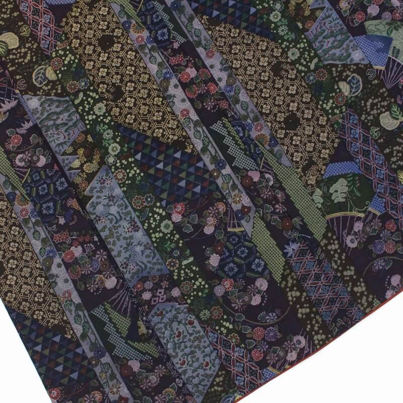 【20倍ポイント|歳末大還元祭】【中古】 小紋 レディース 正絹 パープル グリーン おしゃれ 身丈160cm 裄丈65.5cm 仕立て上がり着物 カジュアル リユース着物 リサイクル着物 10時までのご注文で即日発送