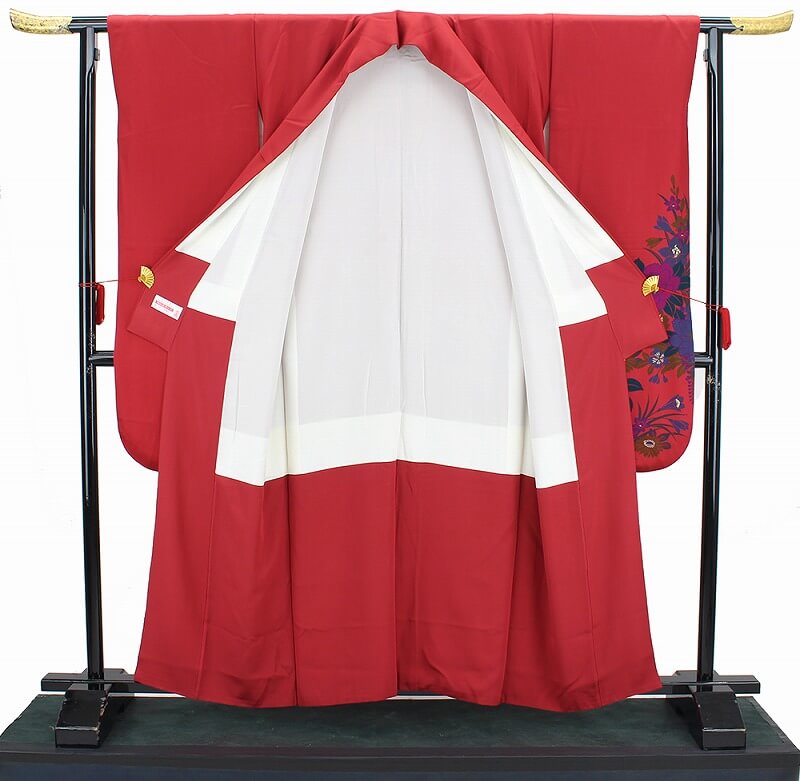 【50%OFF|えびす講セール|期間限定】【中古】 【販売】 振袖 中古 リサイクル 正絹 レディース 成人式 レッド 身丈161cm 裄丈67.5cm モダン柄 花柄 仕立て上がり着物 振り袖 送料無料 即日発送 中古着物 リサイクル着物